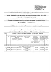 Приложение 13.2-1 к Лицензии ЮФУ 20.12.2011 № 2368